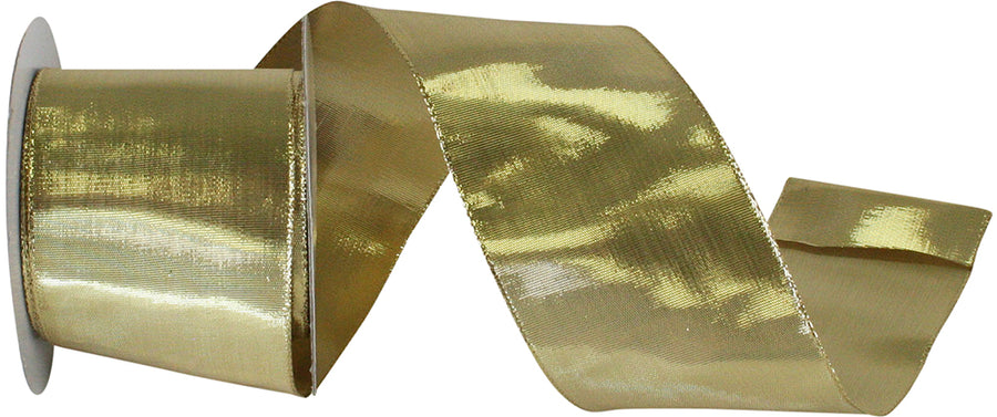 Gold 2-1/2 Inch Metallic Wired Edge Ribbon for Wreaths