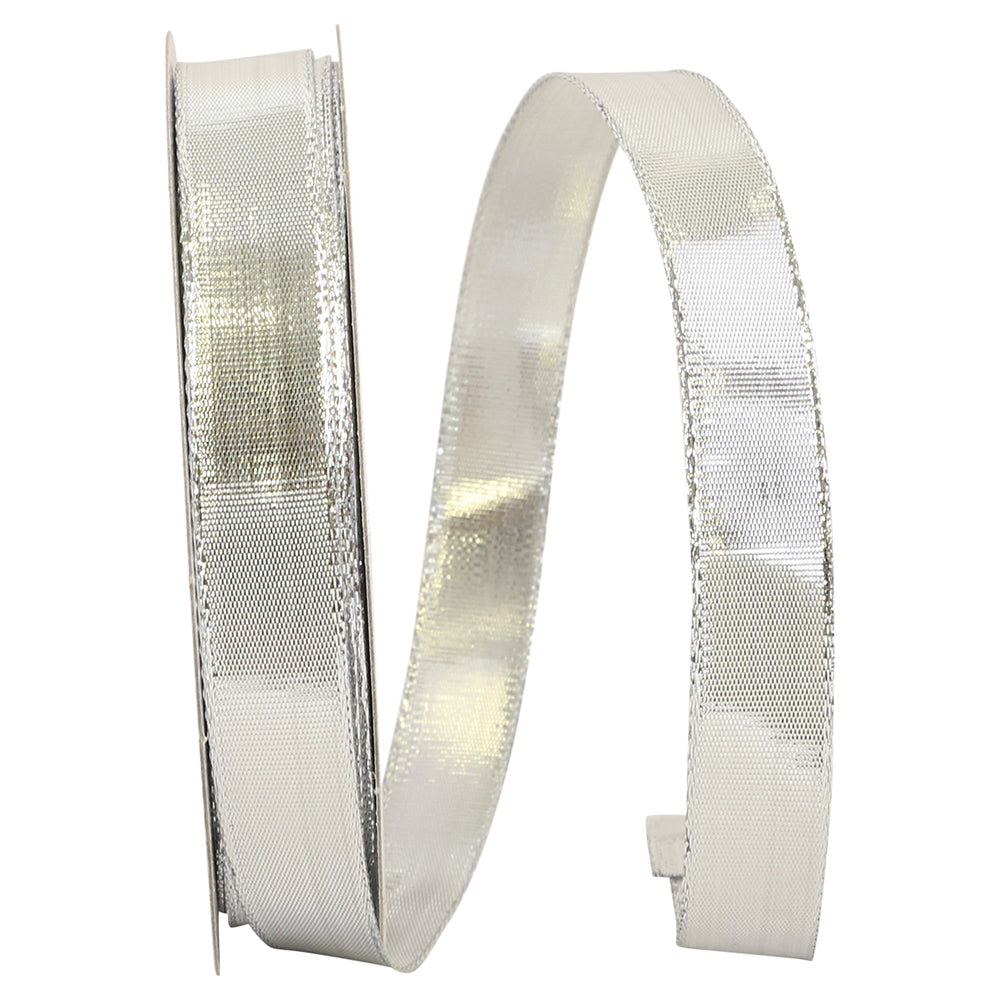 Silver 5/8 Inch Wired Edge Metallic Ribbon for Wreaths