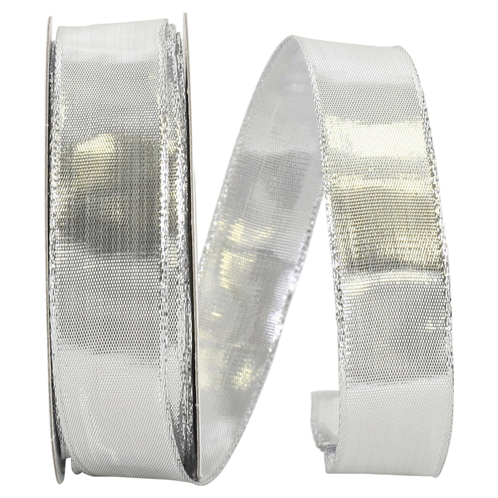 Silver Wired Edge Ribbon 7/8 Inch for Wreaths and Bows