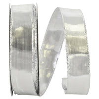 Silver Wired Edge Ribbon 7/8 Inch for Wreaths and Bows