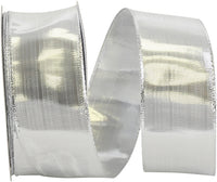 Silver 1-1/2 Inch Metallic Wired Edge Ribbon for Bows