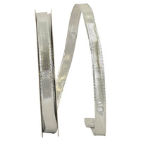 Silver Wired Edge Ribbon 3/8 Inch for Wreaths and Bows