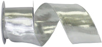 Silver 2-1/2 Inch Metallic Wired Edge Ribbon for Wreaths