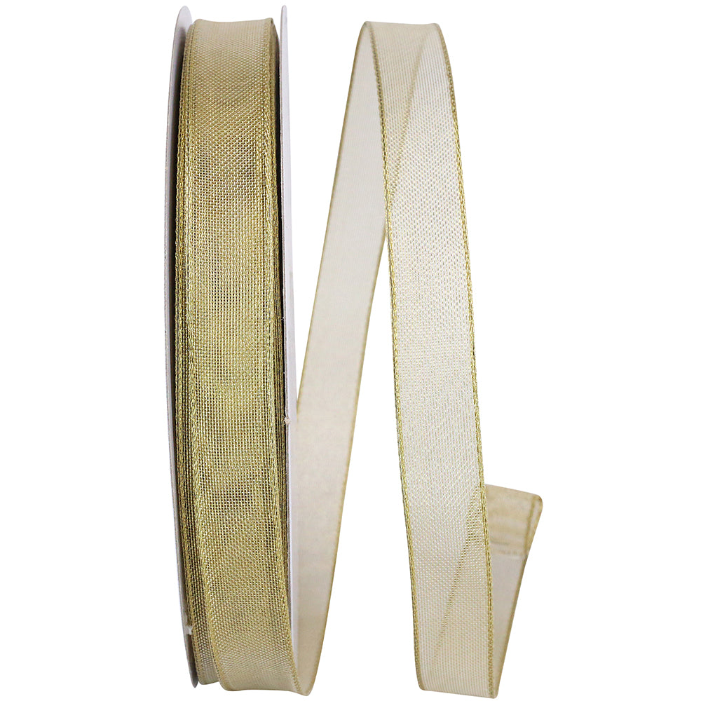 Gold 5/8 Inch Metallic Wired Edge Ribbon for Wreaths and Bows