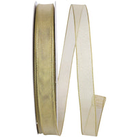 Gold 5/8 Inch Metallic Wired Edge Ribbon for Wreaths and Bows