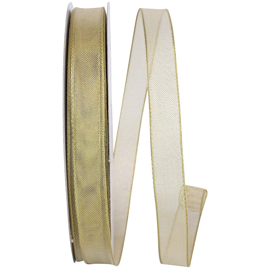 Gold 5/8 Inch Metallic Wired Edge Ribbon for Wreaths and Bows