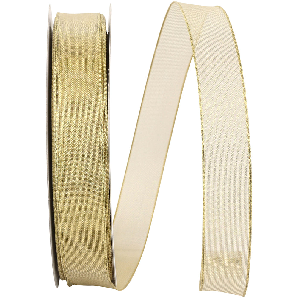 Gold Mesh Metallic Wired Edge Ribbon 7/8 Inch for Bows