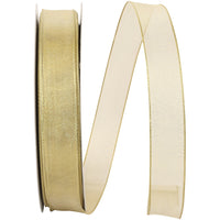 Gold Mesh Metallic Wired Edge Ribbon 7/8 Inch for Bows
