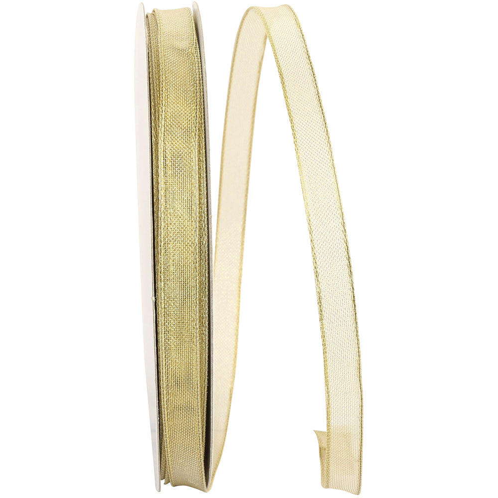 Gold Metallic Wired Edge Ribbon 3/8 Inch for Wreaths