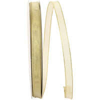 Gold Metallic Wired Edge Ribbon 3/8 Inch for Wreaths