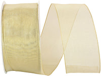 Gold 2-1/2 Inch Metallic Wired Edge Ribbon for Wreaths
