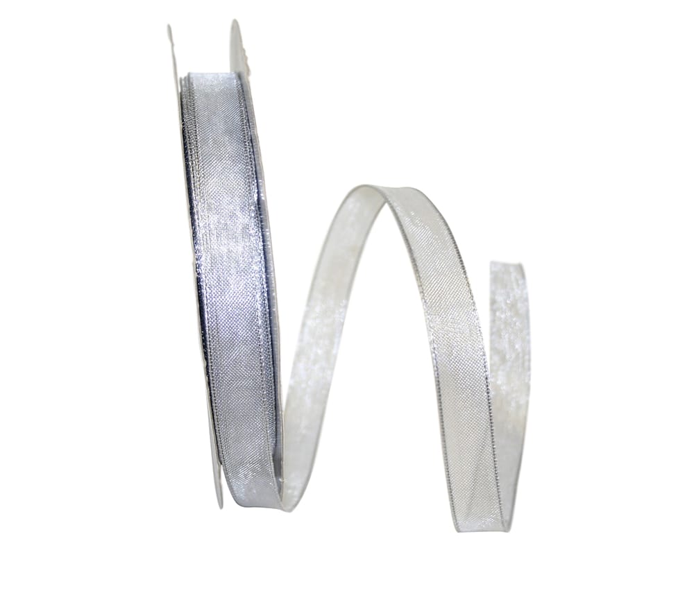Silver 5/8 Inch Metallic Wired Edge Ribbon for Bows