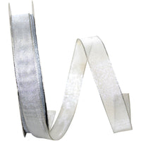 Silver Mesh Metallic Wired Edge Ribbon 7/8 Inch for Bows