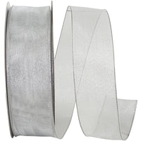 Silver Mesh Metallic Wired Edge Ribbon 1-1/2 Inch for Bows