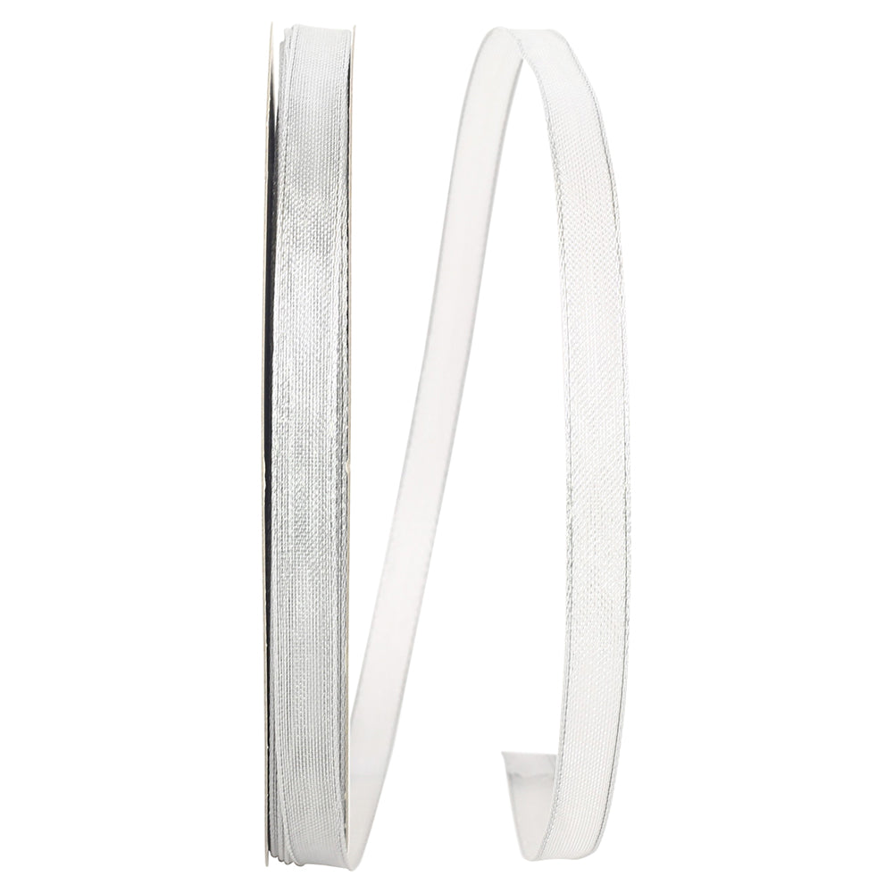 Metallic Silver Wired Edge Ribbon 3/8 Inch for Bows