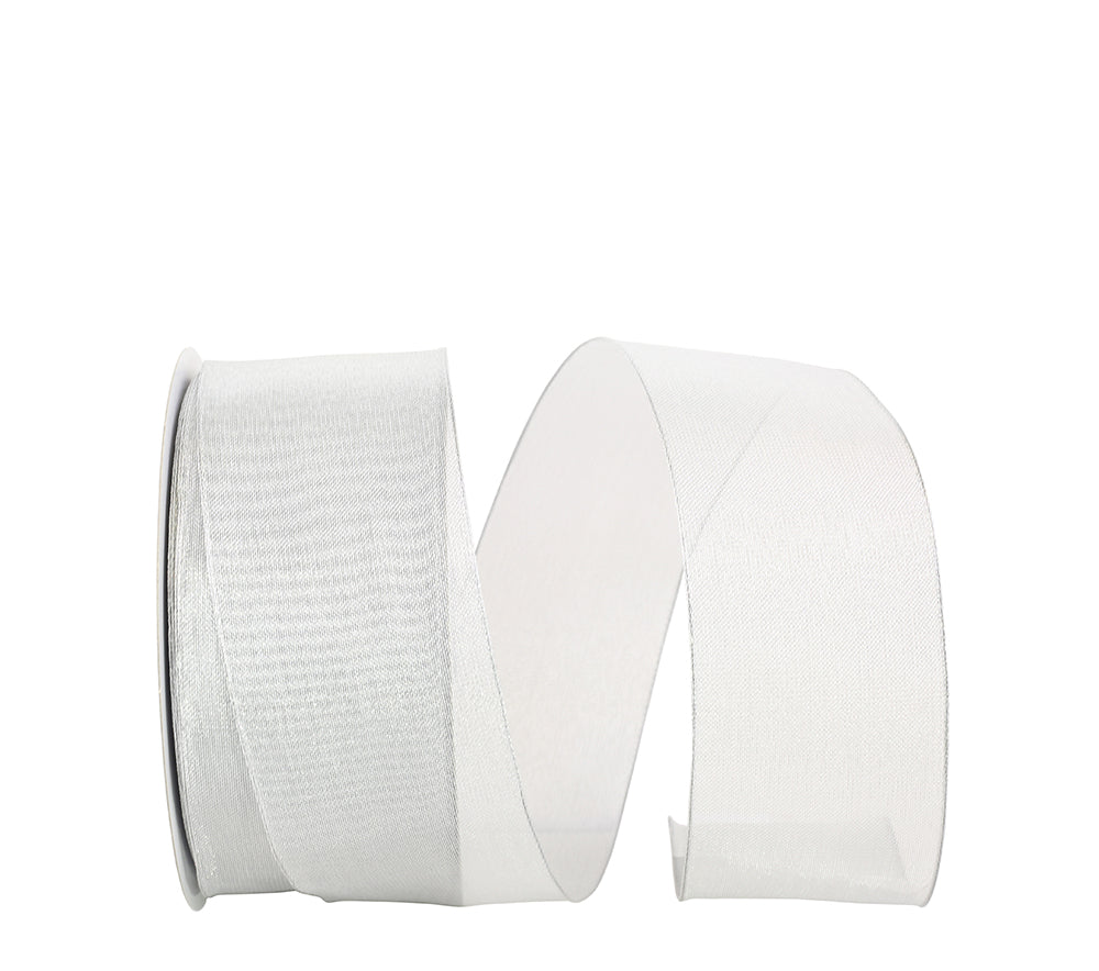 Silver Mesh Metallic Wired Edge Ribbon 2-1/2 Inch for Bows
