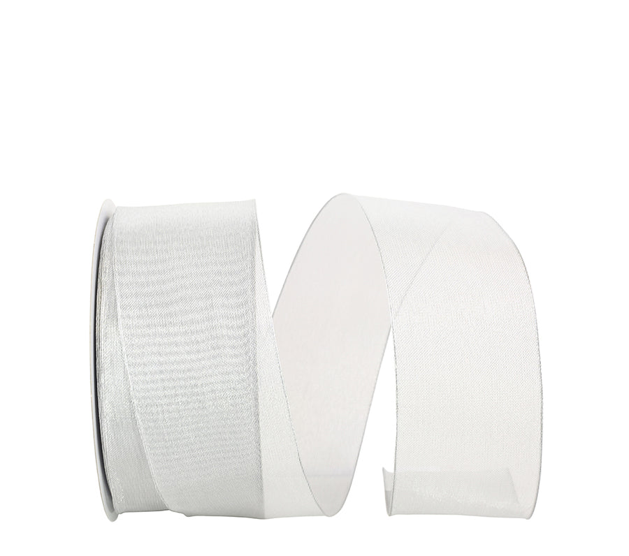 Silver Mesh Metallic Wired Edge Ribbon 2-1/2 Inch for Bows