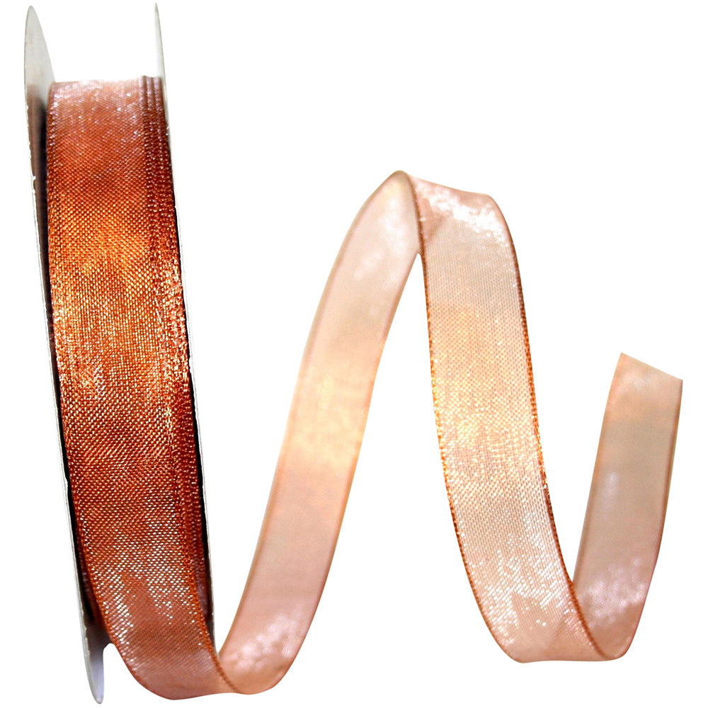 Copper Metallic Wired Edge Ribbon 7/8 Inch for Bows