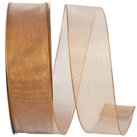 Copper Mesh Metallic Wired Edge Ribbon 1-1/2 Inch for Bows