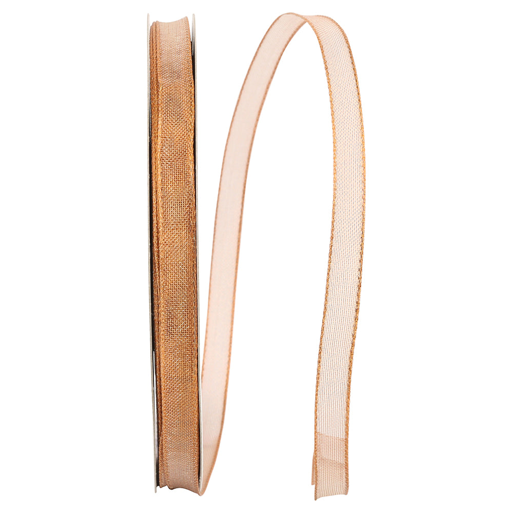 Copper Mesh Metallic Wired Edge Ribbon 3/8 Inch for Bows