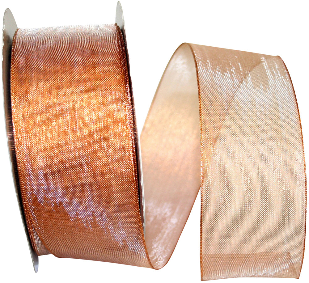 Copper Mesh Metallic Wired Edge Ribbon 2-1/2 Inch for Bows