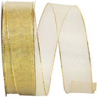 Gold Woven Mesh Wired Edge Ribbon 1-1/2 Inch for Bows