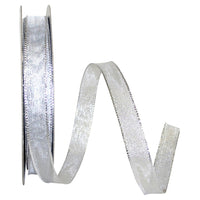 Silver 5/8 Inch Wired Edge Woven Mesh Ribbon for Bows