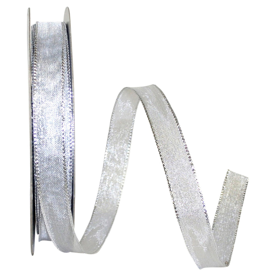 Silver 5/8 Inch Wired Edge Woven Mesh Ribbon for Bows