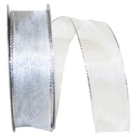 Silver 1-1/2 Inch Woven Mesh Wired Edge Ribbon