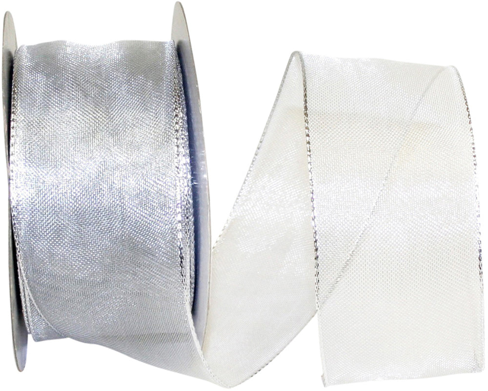 Silver Woven Mesh Wired Edge Ribbon 2-1/2 Inch for Bows