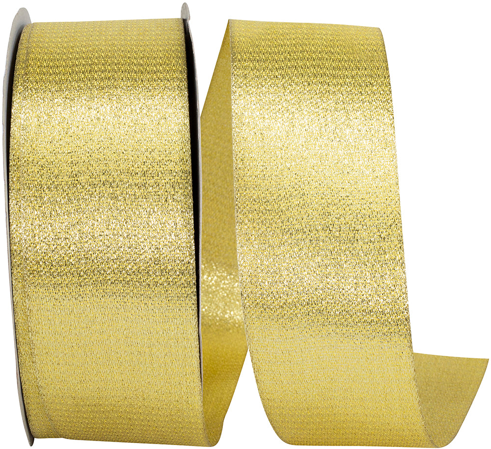 Gold Metallic Woven Glimmer Ribbon 2-1/2 Inch 100 Yards