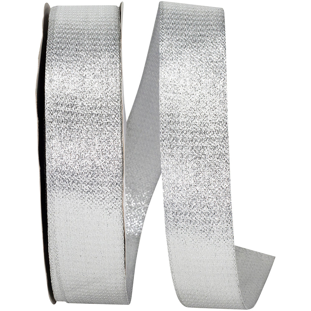 Silver Metallic Woven Glimmer Ribbon 1-1/2 Inch for Bows
