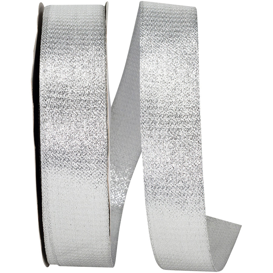 Silver Metallic Woven Glimmer Ribbon 1-1/2 Inch for Bows