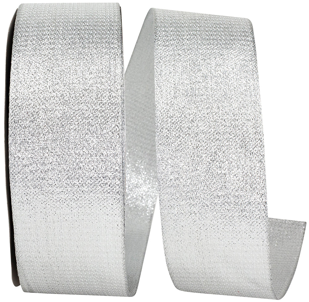 Silver Metallic Woven Glimmer Ribbon 2-1/2 Inch 100 Yards