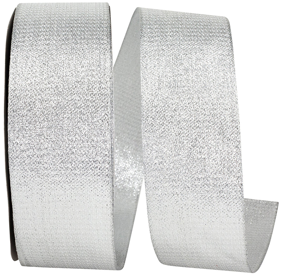 Silver Metallic Woven Glimmer Ribbon 2-1/2 Inch 100Yds