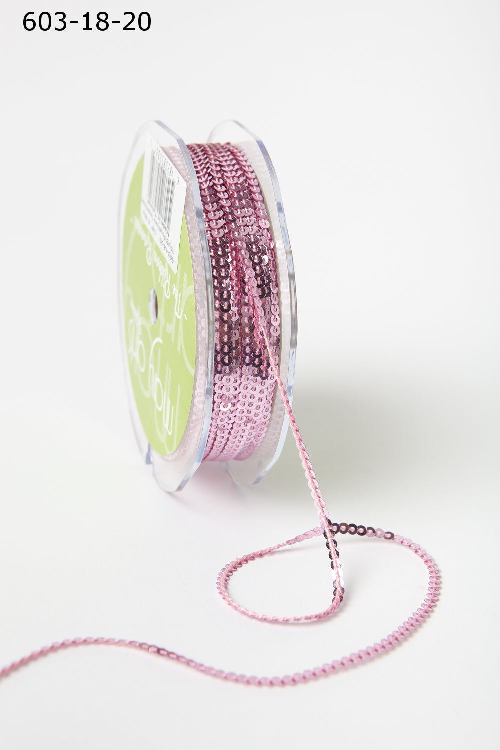 1/8 Inch Mini Sequin Single Strand Ribbon – 603-18-20 ROSE