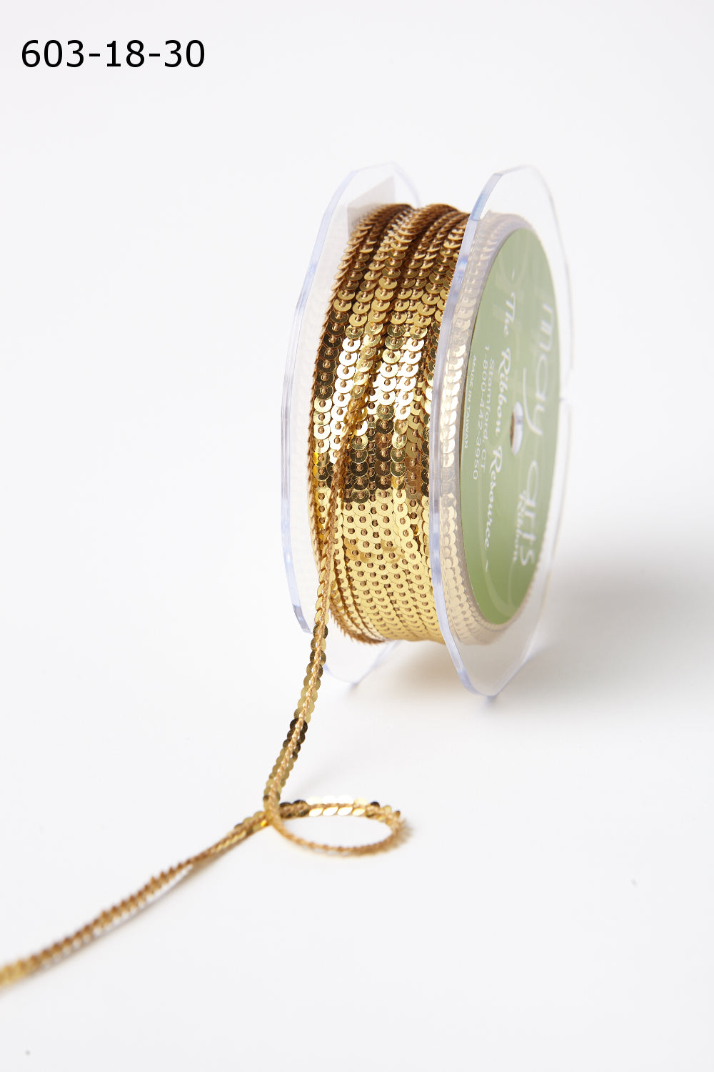 1/8 Inch Mini Sequin Single Strand Ribbon – 603-18-30 GOLD