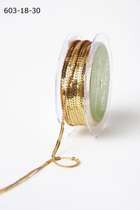 1/8 Inch Mini Sequin Single Strand Ribbon – 603-18-30 GOLD