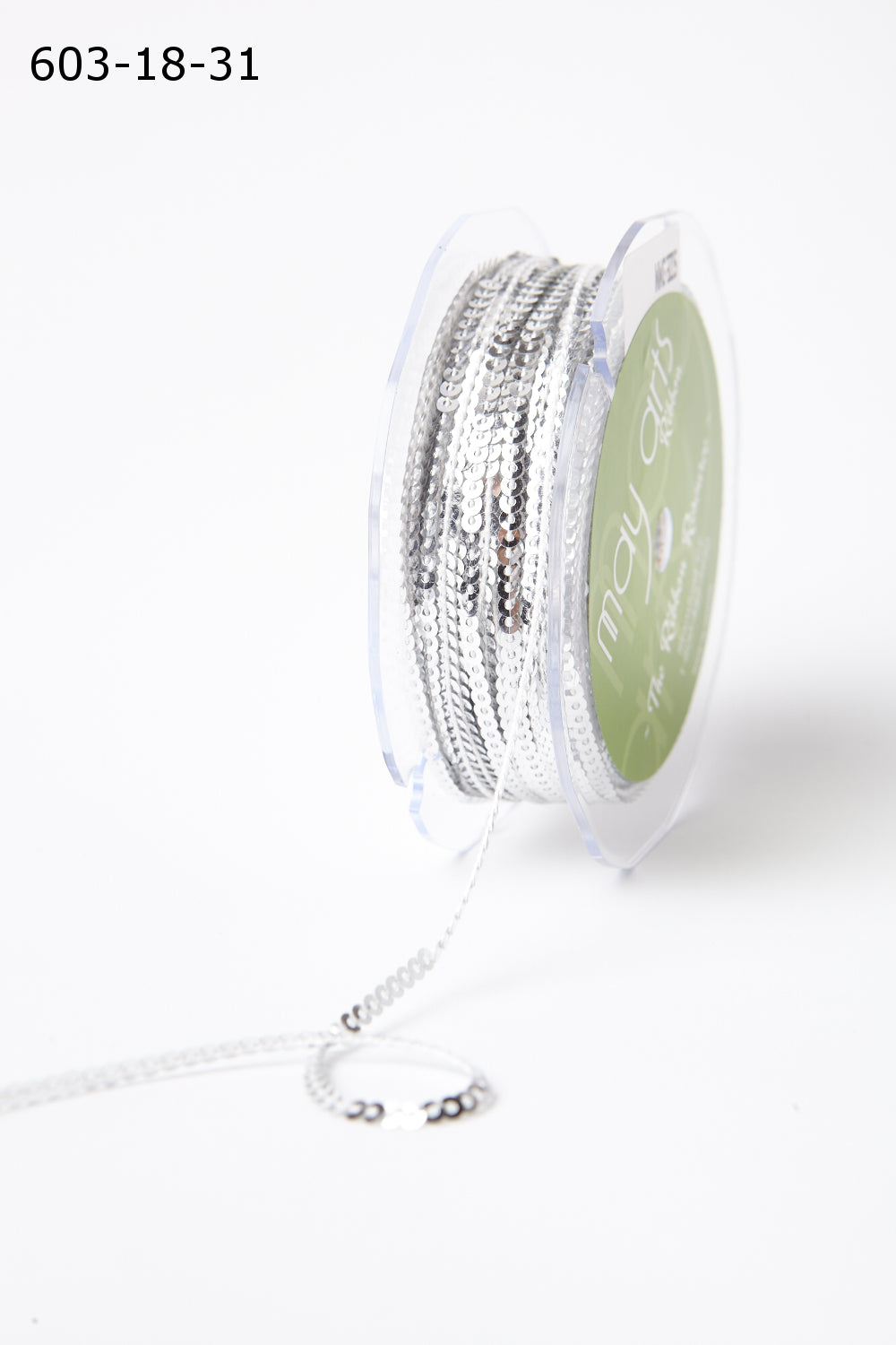 1/8 Inch Mini Sequin Single Strand Ribbon – 603-18-31 SILVER