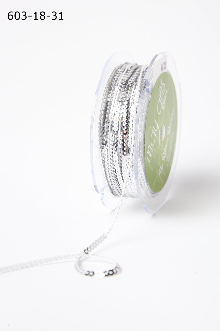 1/8 Inch Mini Sequin Single Strand Ribbon – 603-18-31 SILVER