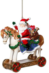 Rocking Horse Santa Ornament - 5 inches