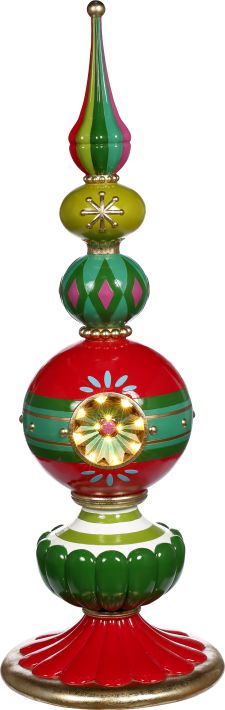 Green and Red Topiary Finial - 49 Inches