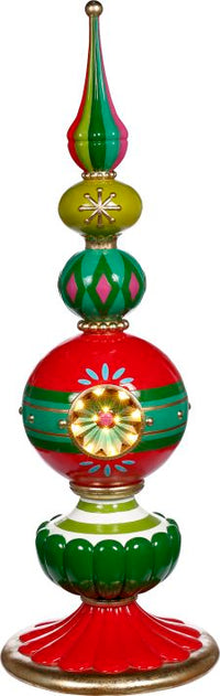 Green and Red Topiary Finial - 49 Inches