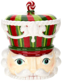 Nutcracker Head Jar, Red Green - 10 Inches