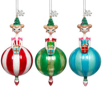 Girl on Candy Cane Ornament, Box of 6 - 5 Inches