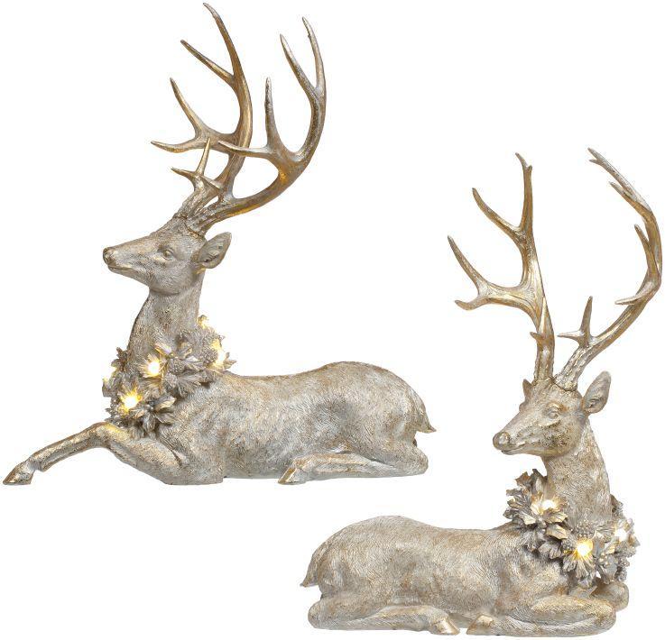 Deer with Led Wreath, Assortment of 2 - 20 x 21 Inches