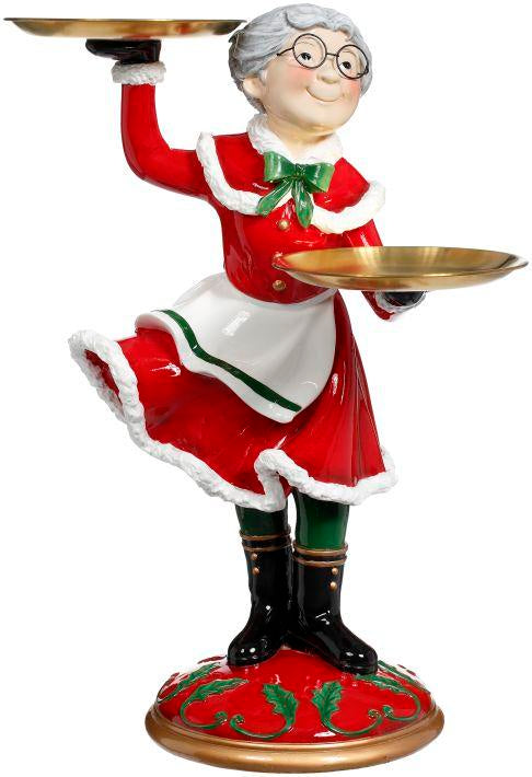 Joyful Mrs.Claus with Tray - 24 Inches