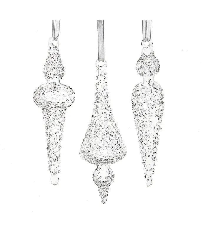 Antoine Frosted Glass Finial Ornaments (Case of 12)
