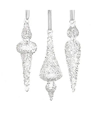 Antoine Frosted Glass Finial Ornaments (Case of 12)