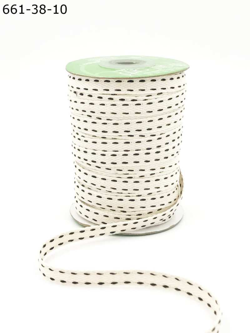 3/8 Inch Two Woven Threads on Cotton Blend Ribbon with Woven Edge – 662-38-10 BLACK